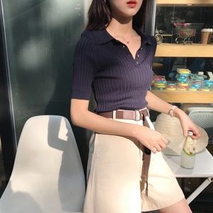 Yes style navy collared shirt